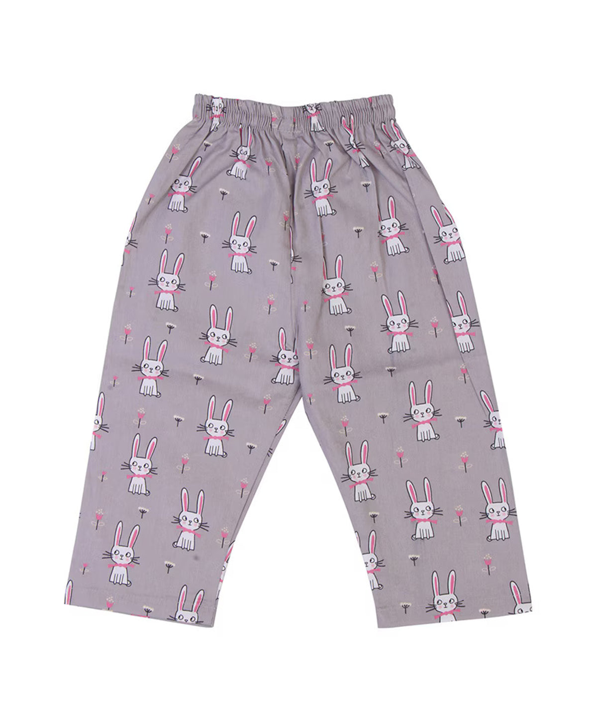 Enfance  Bunny Printed Full Sleeves Nightsuit - Grey