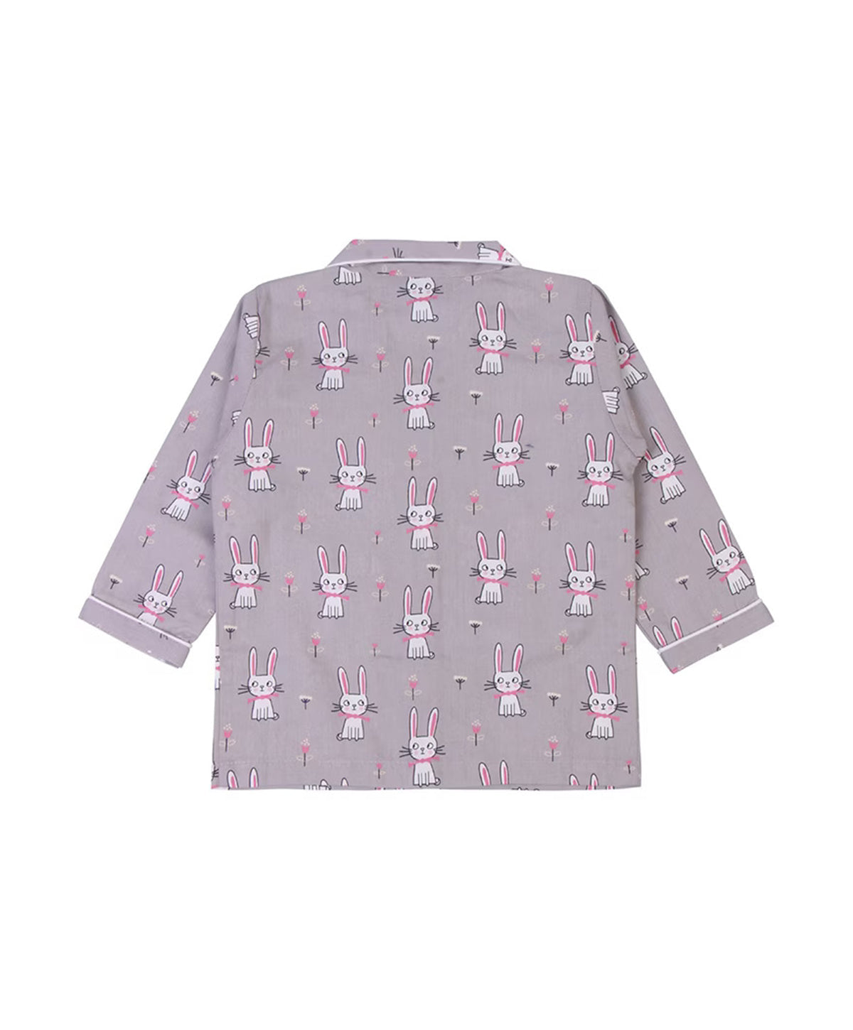 Enfance  Bunny Printed Full Sleeves Nightsuit - Grey
