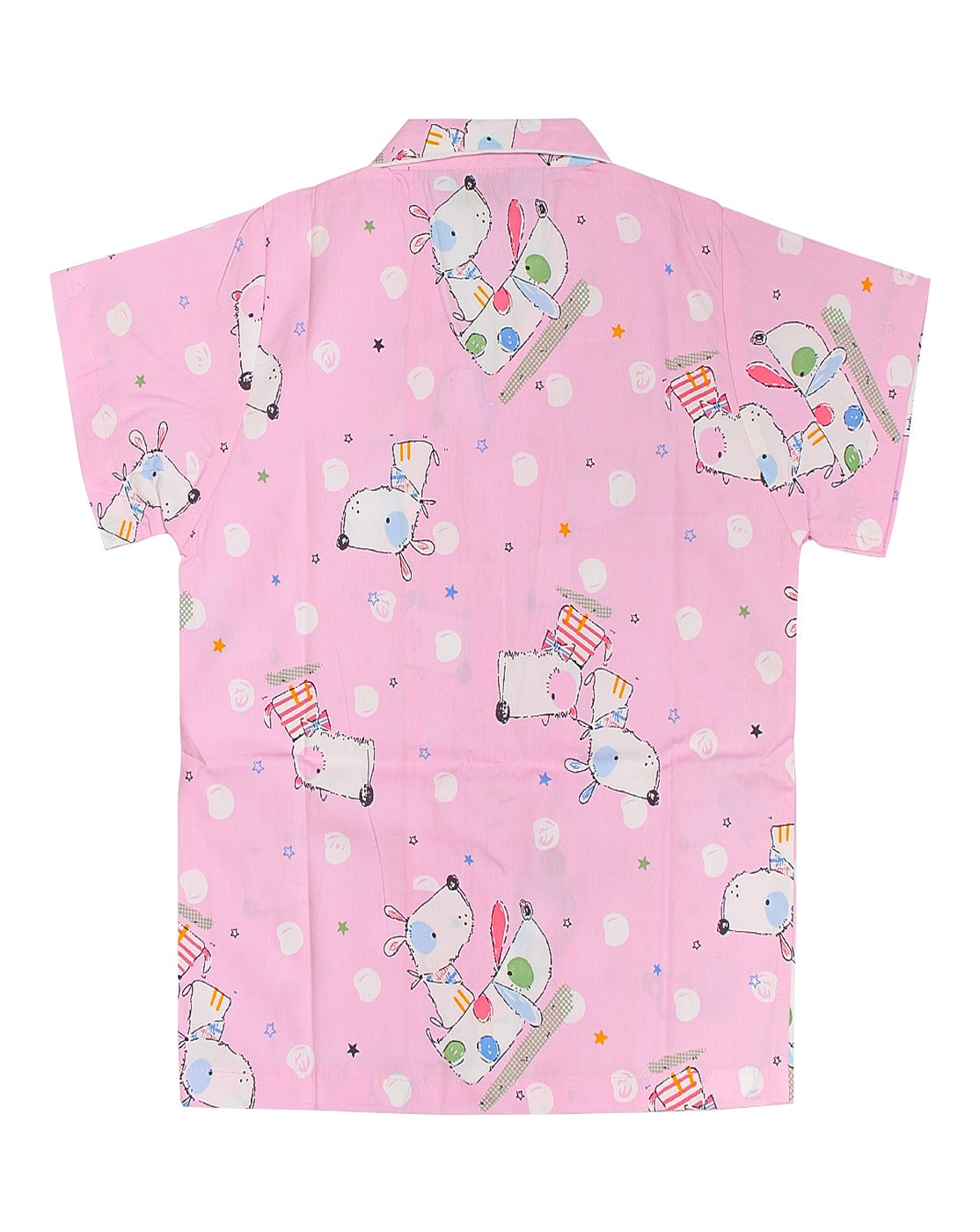 Enfance Dog Printed Half Sleeves Nightsuit - Pink