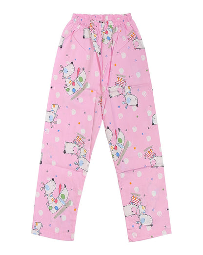 Enfance Dog Printed Half Sleeves Nightsuit - Pink