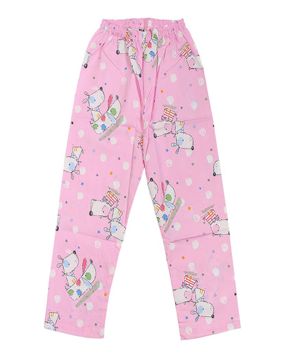 Enfance Dog Printed Half Sleeves Nightsuit - Pink