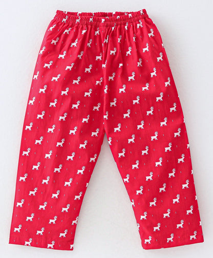 Enfance Core Full Sleeves All Over Printed Nightsuit-Red