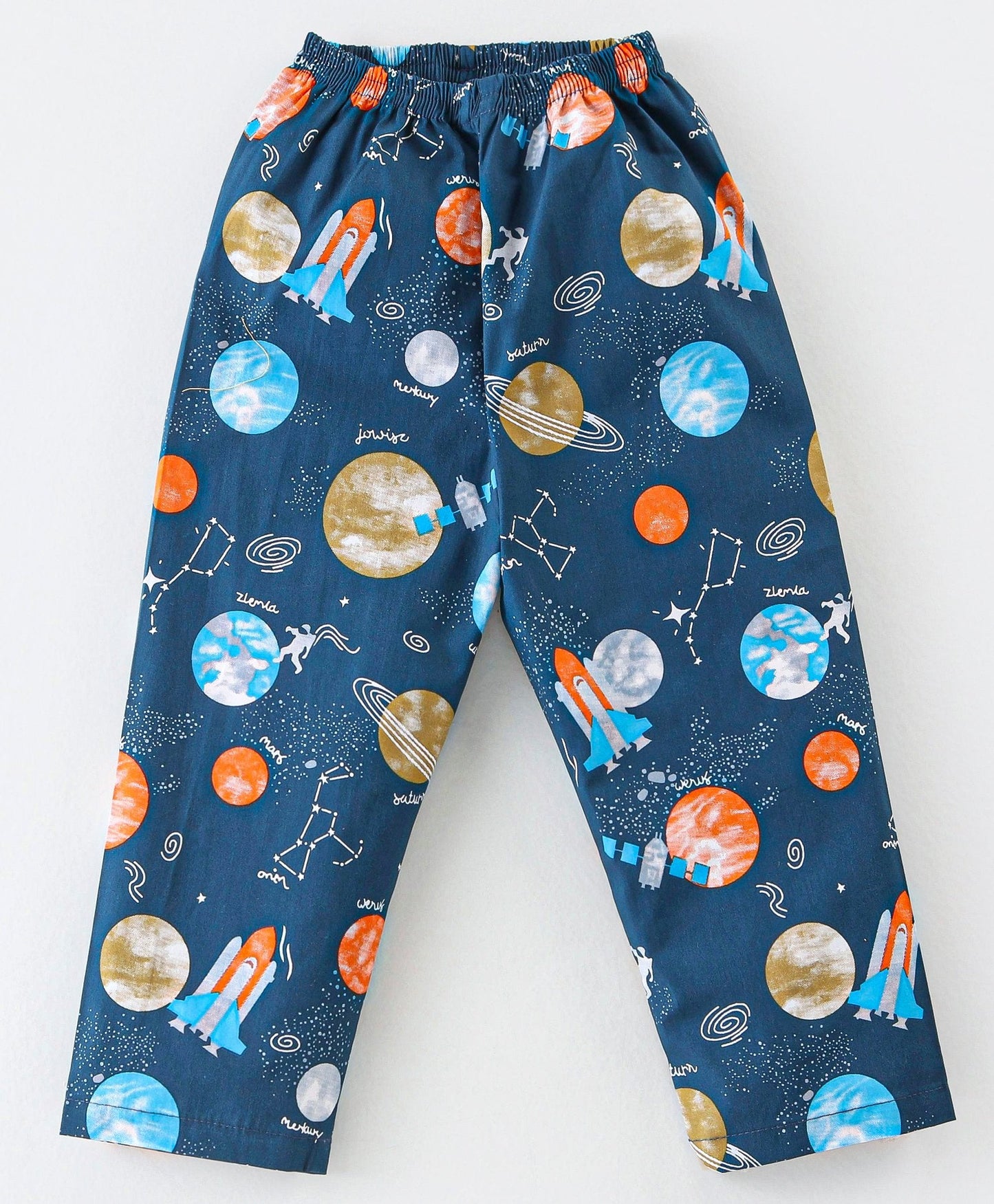 Enfance Full Sleeves Planets Print Nightsuit-Navy