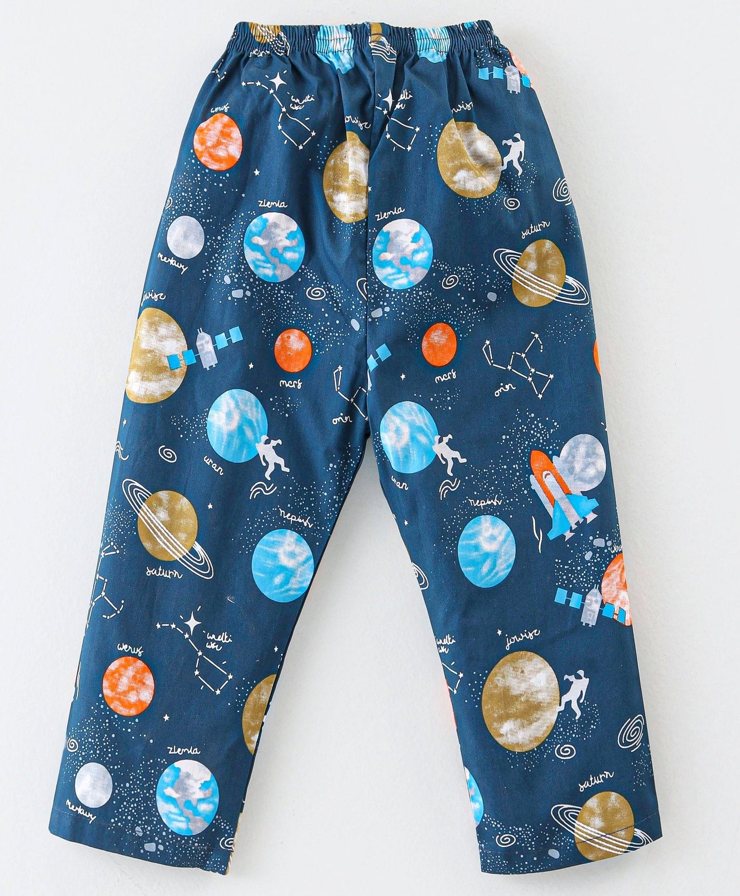 Enfance Full Sleeves Planets Print Nightsuit-Navy
