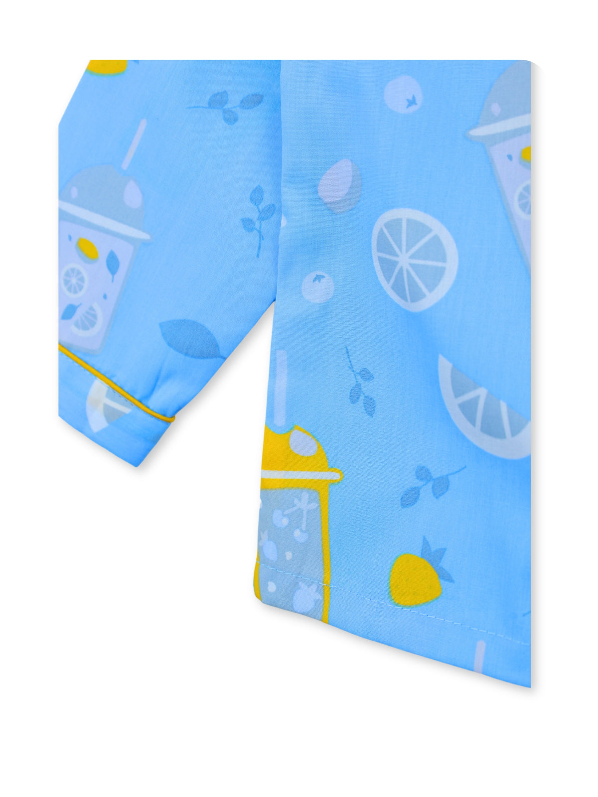 Enfance Cotton Woven Full Sleeves Lemonade Printed Night Suit - Blue
