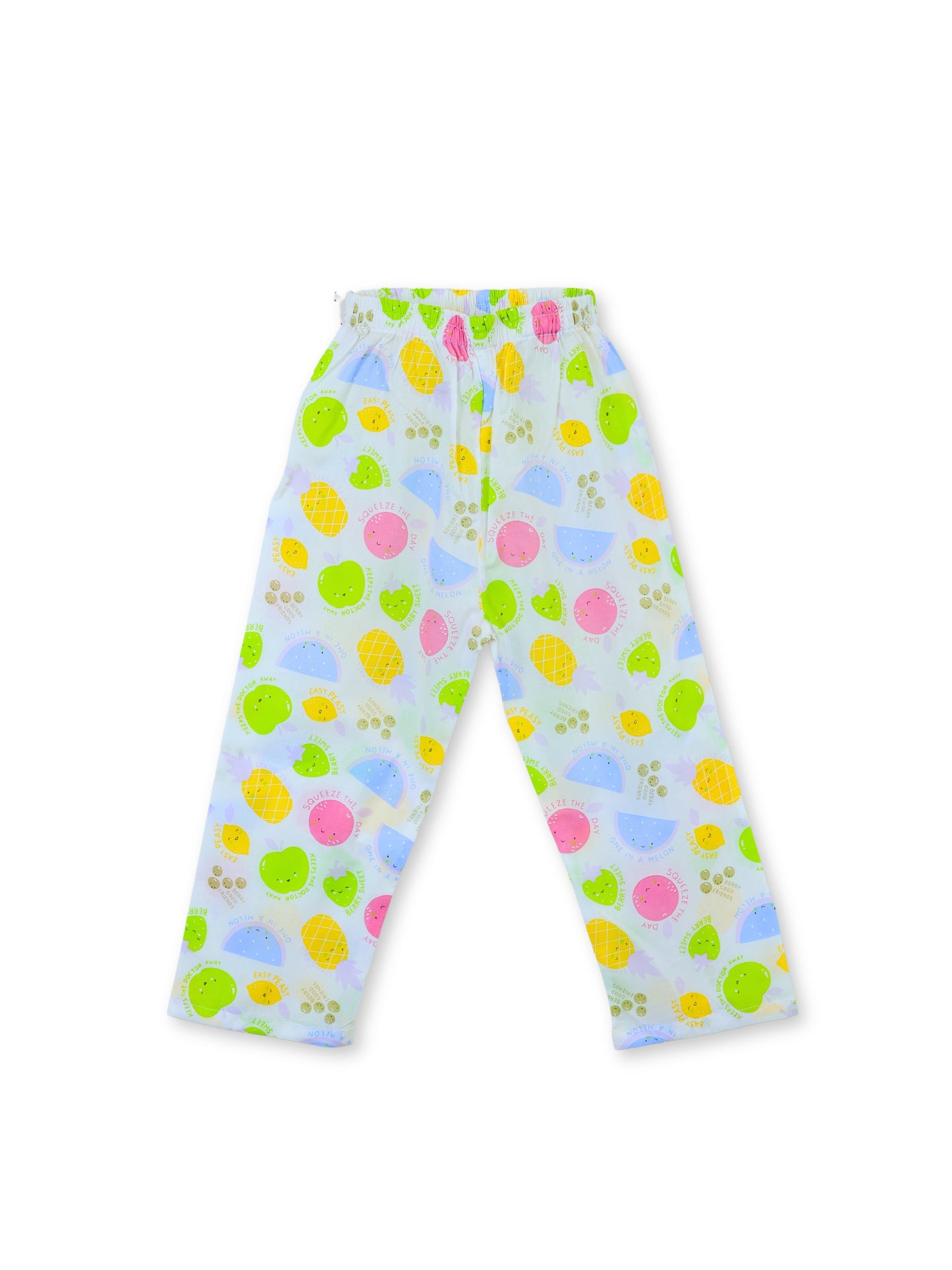 Enfance Cotton Woven Full Sleeves Fruit & Ice Cream Printed Night Suit - Green