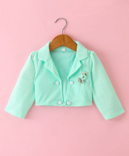 Enfance Sleveless Floral Printed  Dress With  Jacket-L.Green