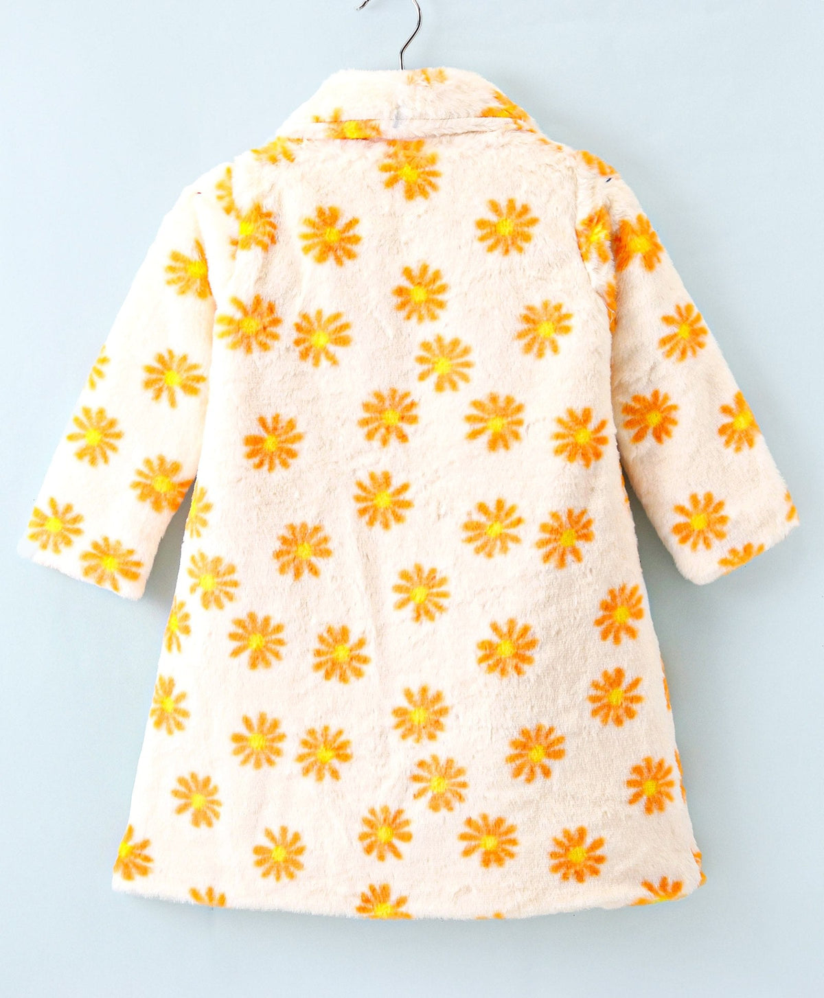 Enfance Full Sleeves Solid Long Jacket -Orange