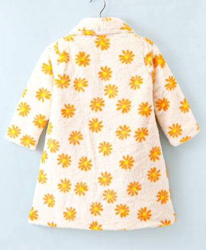 Enfance Full Sleeves Solid Long Jacket -Orange