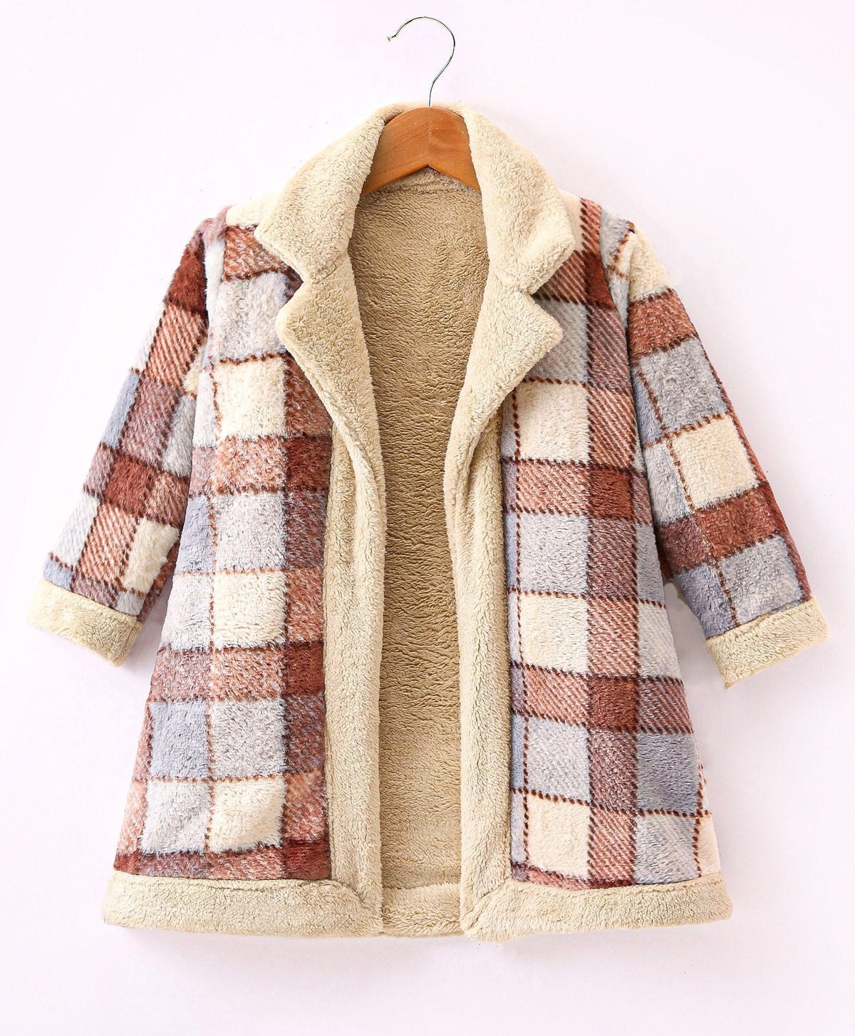 Enfance Full Sleeves Solid Long Jacket -Cream