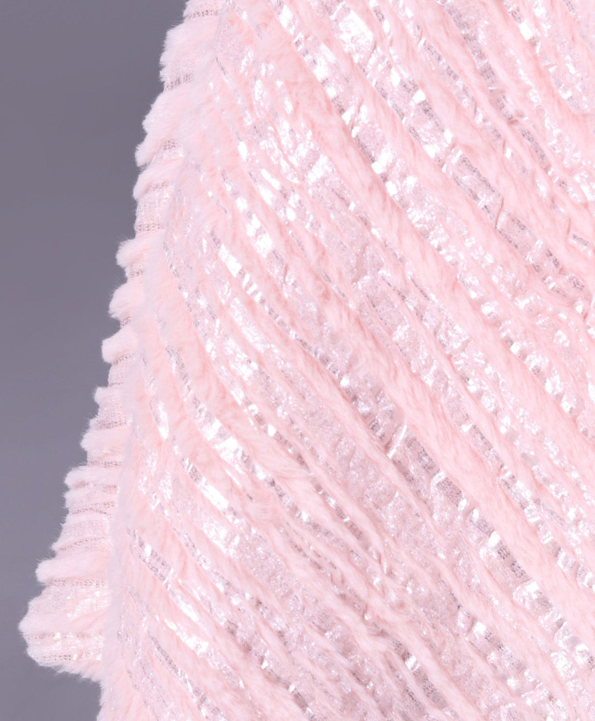 Enfance Sleeveless Mesh Yoke Fur Flared Party Wear -Peach