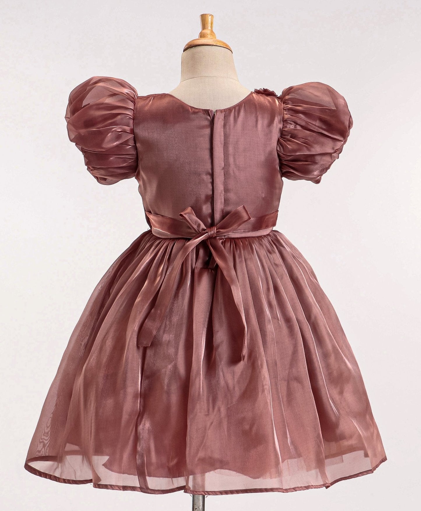 Enfance Sleeveless Flower Applique Solid Dress -Coffee