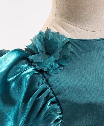 Enfance Sleeveless Flower Applique Solid Dress -Green