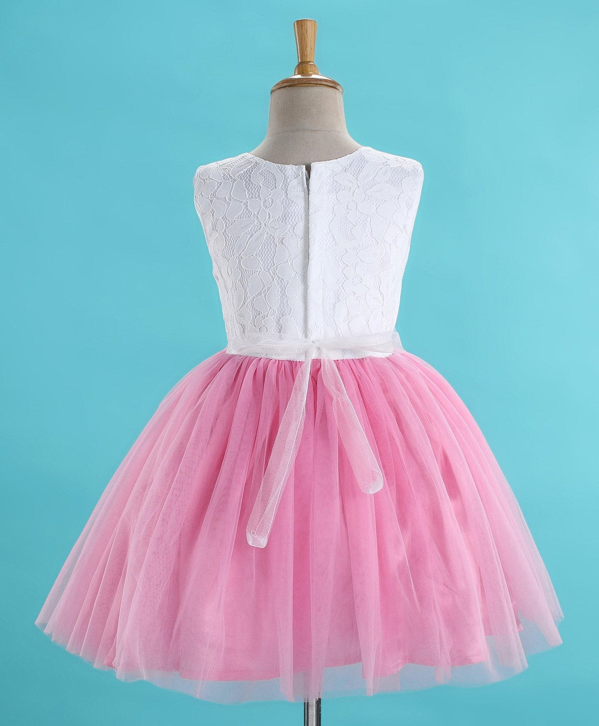Enfance  Sleevelees Flare Dress With Flower Applique-Pink