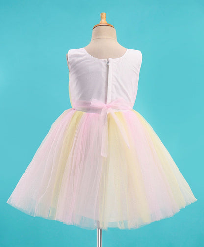 Enfance Sleeveless Flare Dress With Flower Applique-Pink