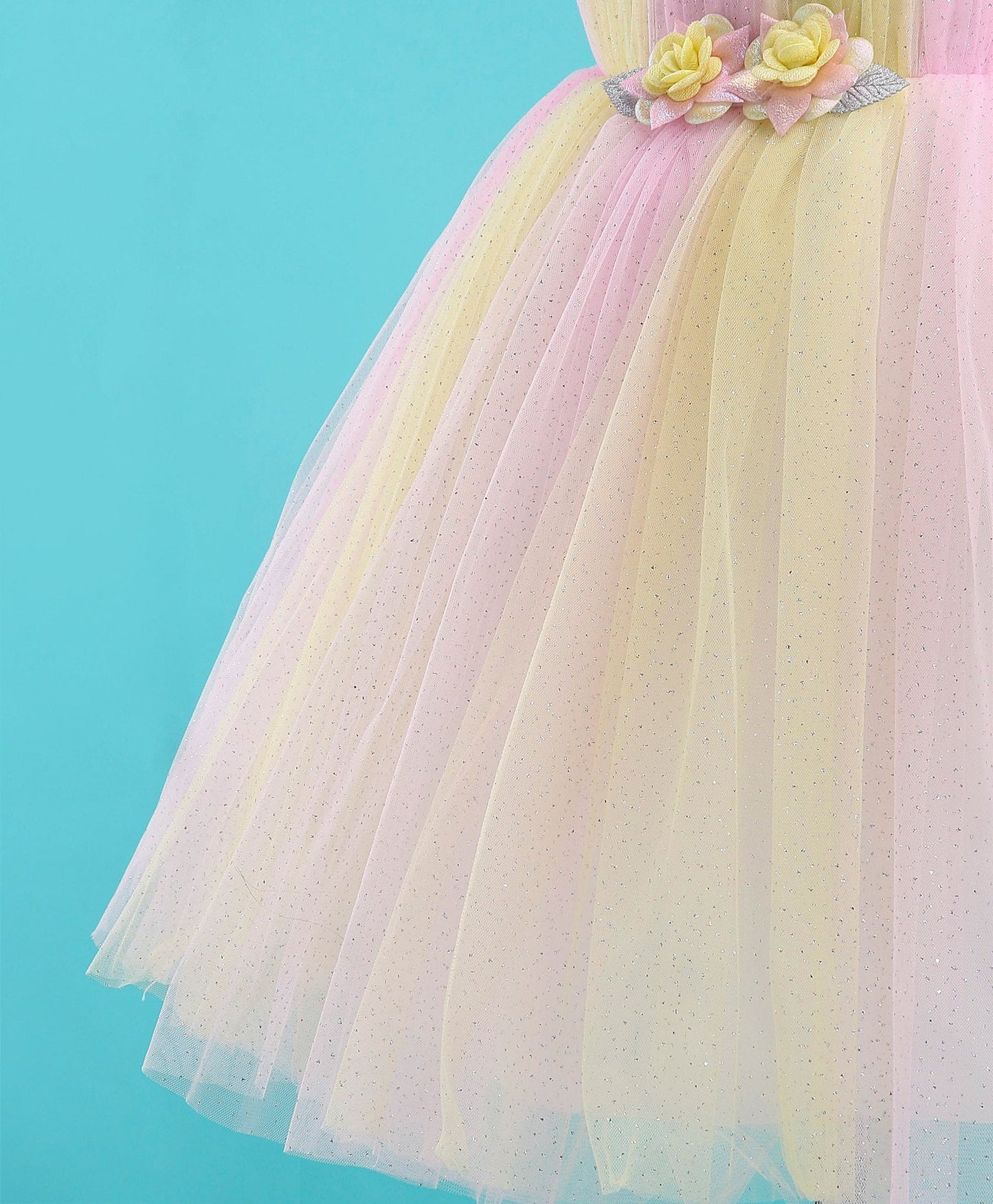 Enfance Sleeveless Flare Dress With Flower Applique-Pink