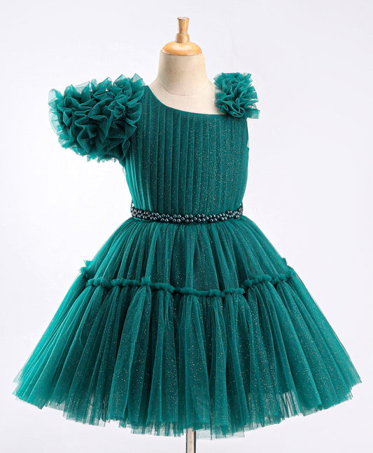 Enfance Sleeveless Flare Dress -D.Green