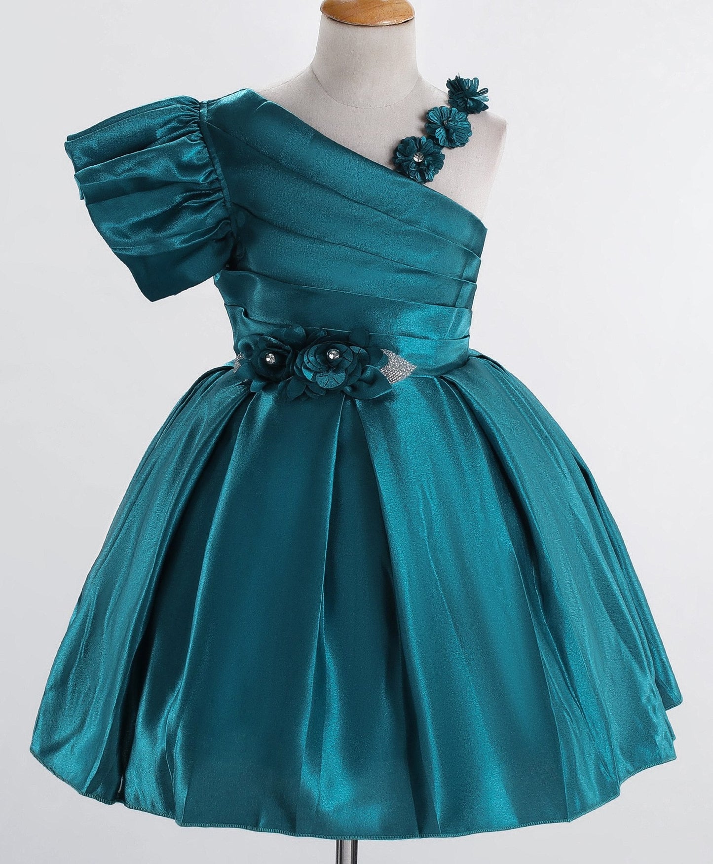 Enfance Sleeveless Flare Dress With Flower Applique-P.Blue