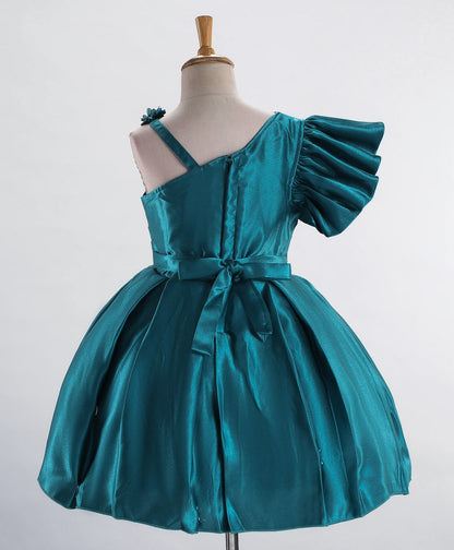 Enfance Sleeveless Flare Dress With Flower Applique-P.Blue