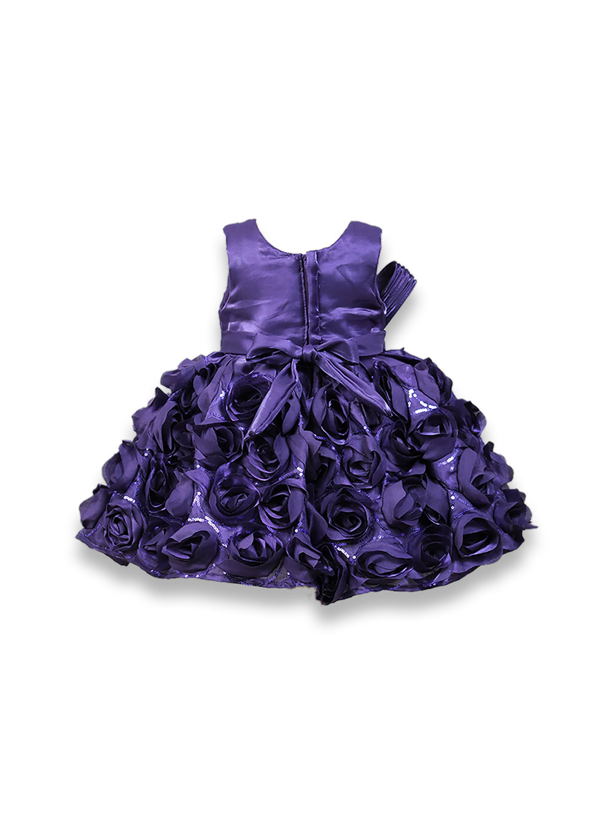 Enfance Sleeveless Floral Detailed Flare Net Party Dress - Purple