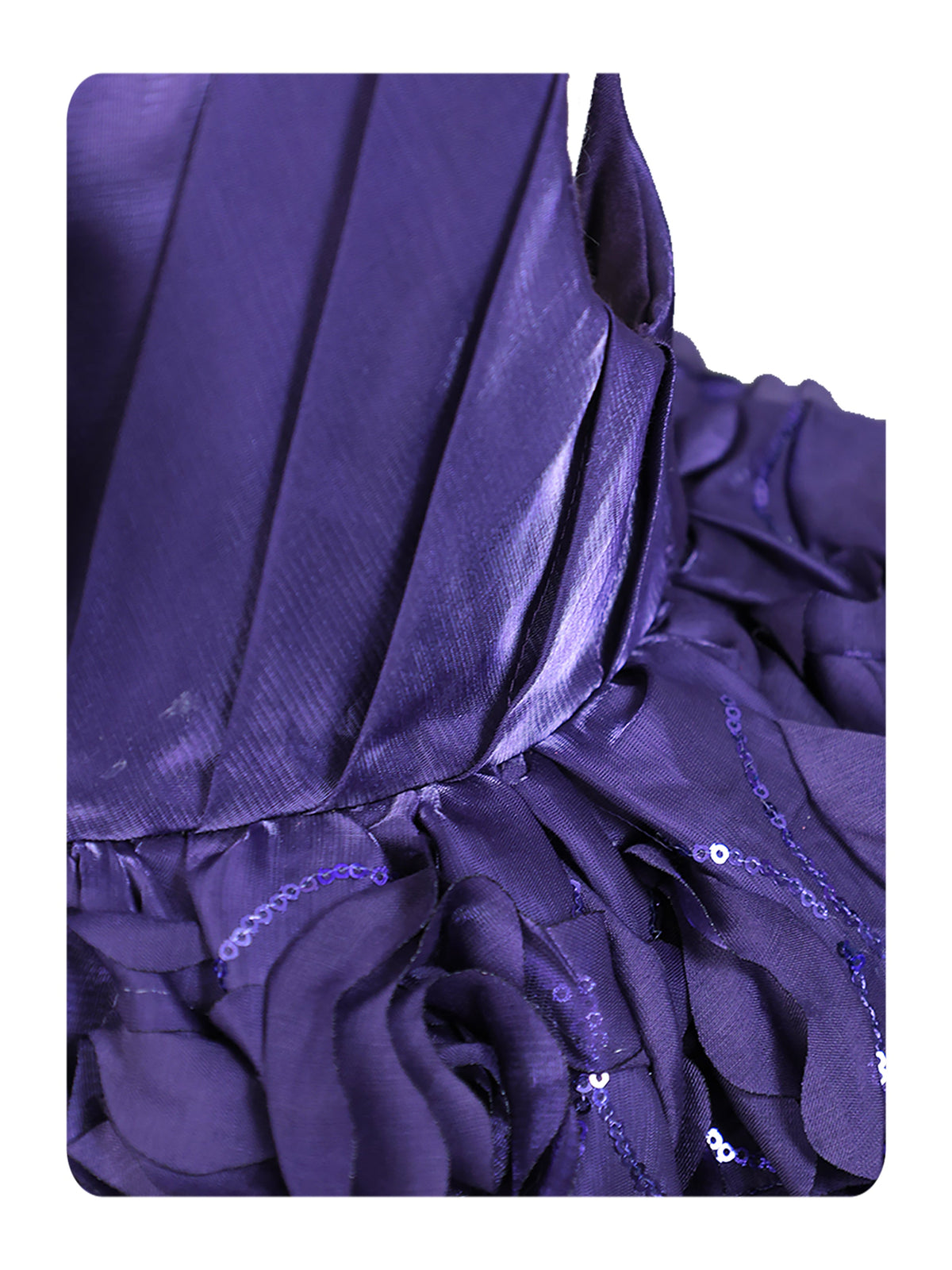 Enfance Sleeveless Floral Detailed Flare Net Party Dress - Purple