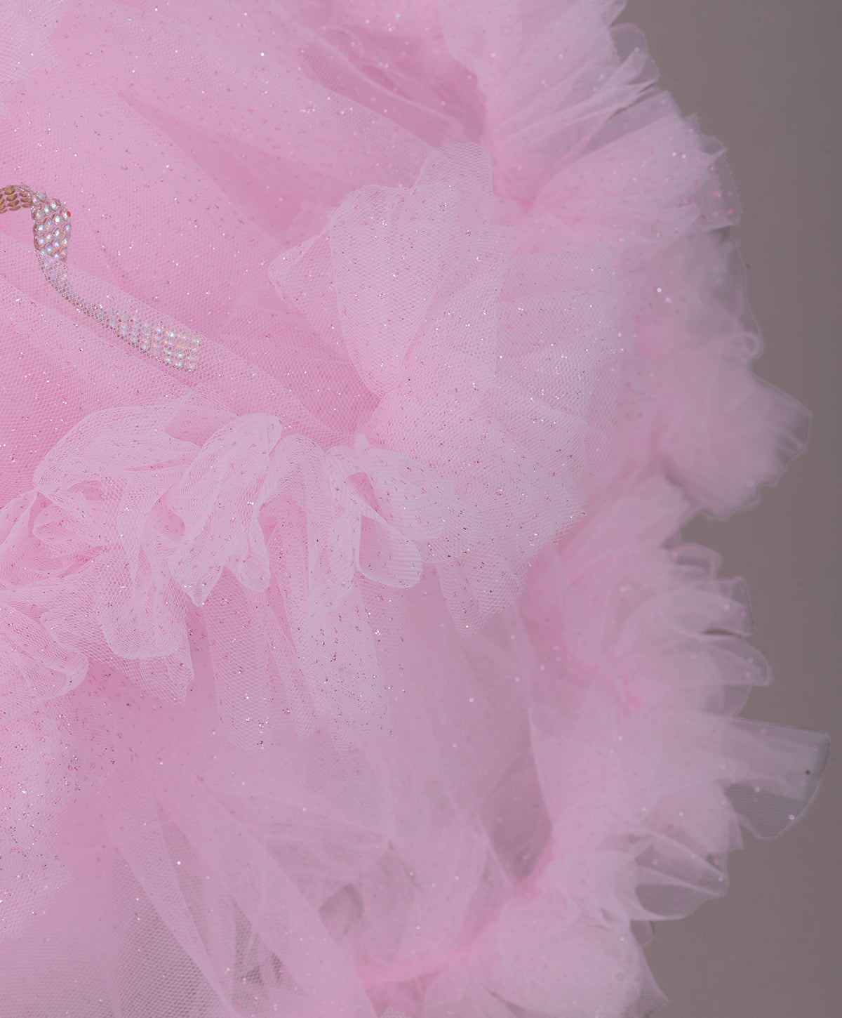Enfance Sleeveless Mesh Party Frock with Floral Applique - Pink
