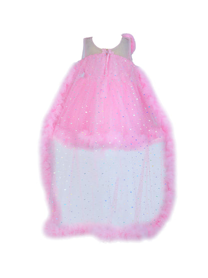Enfance Sleeveless Sequins Embellished Layered Party Net Dress - Pink