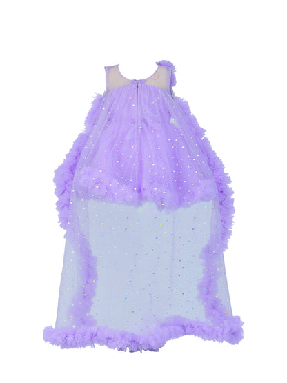 Enfance Sleeveless Sequins Embellished Layered Party Net Dress - Lavender