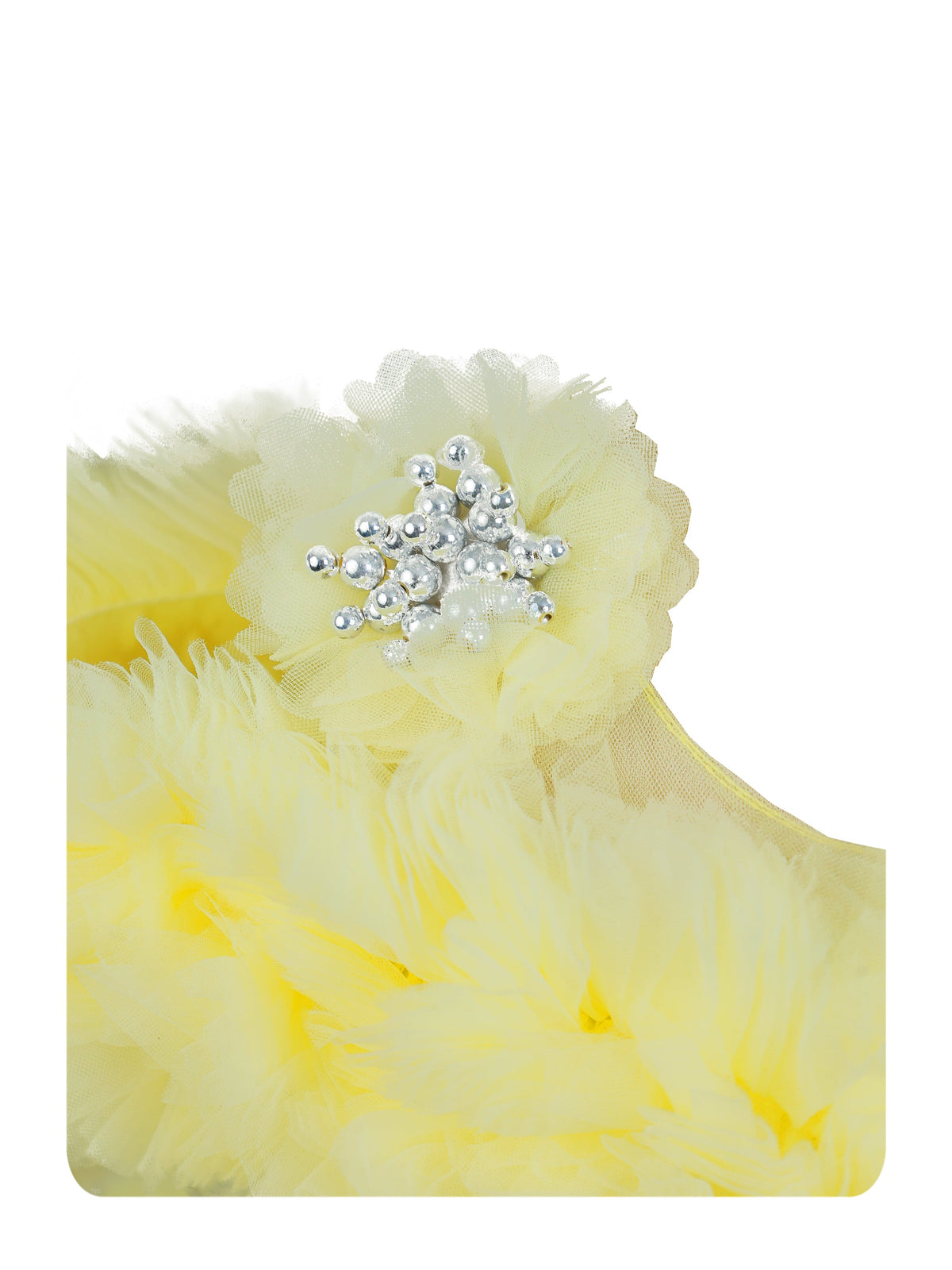 Enfance Sleeveless Sequin Embellished Net Detailed Layered Dress - Lemon