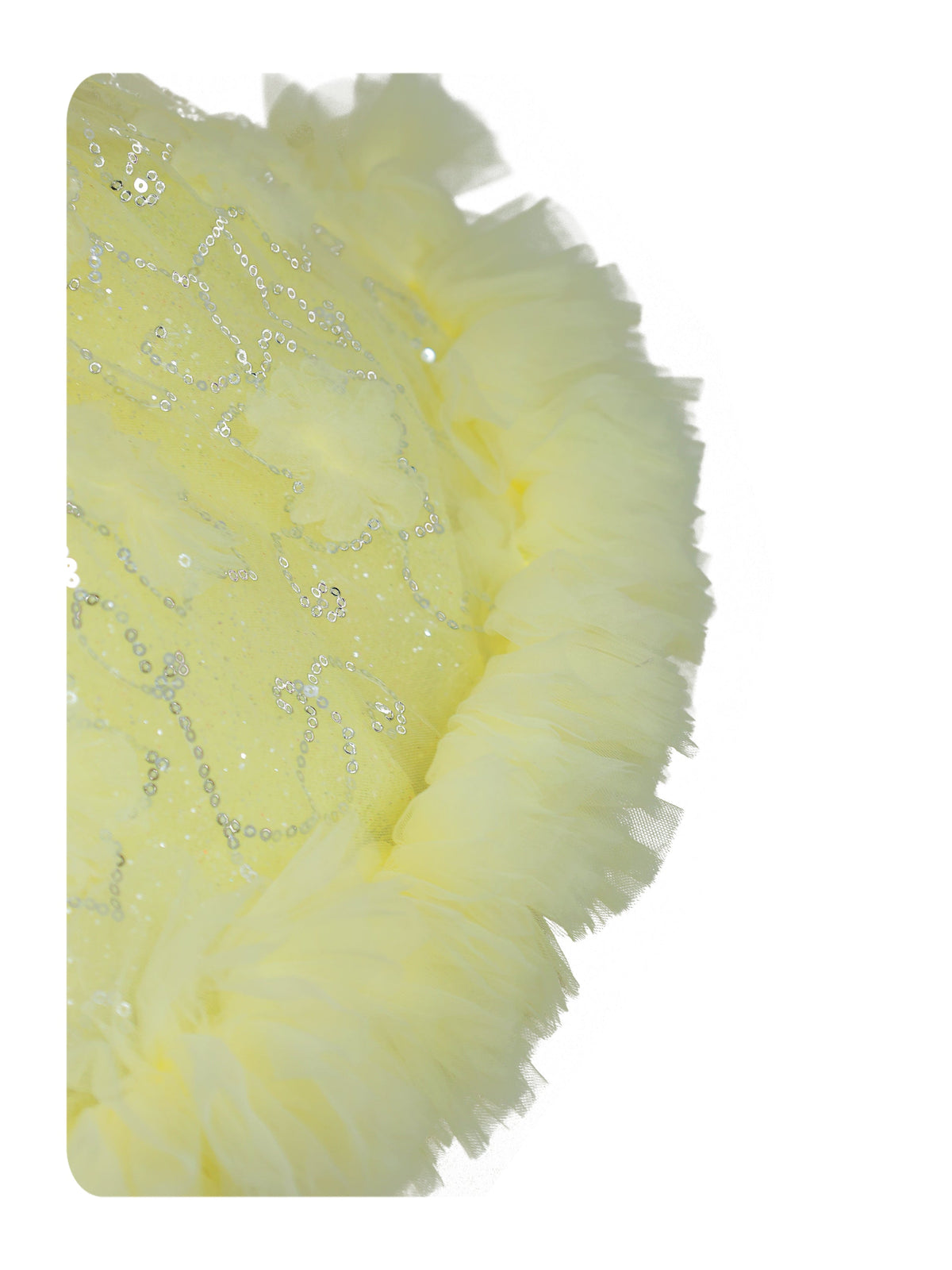 Enfance Sleeveless Sequin Embellished Net Detailed Layered Dress - Lemon