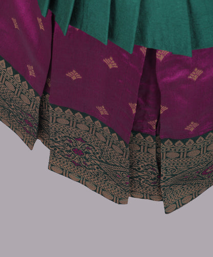 Enfance Half Sleeves Floral Beads Embellished & Ethnic Motif Printed Flare Silk Dress - Purple