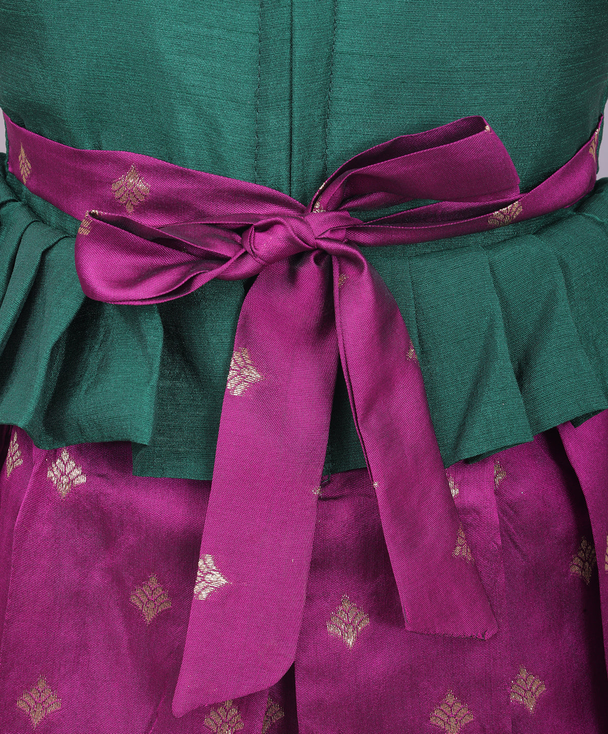 Enfance Half Sleeves Floral Beads Embellished & Ethnic Motif Printed Flare Silk Dress - Purple