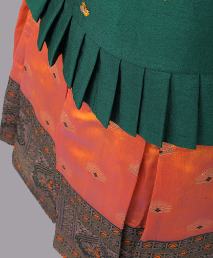 Enfance Half Puffed Sleeves Beads Embellished & Floral Woven Designed Flare Dress - Mustard