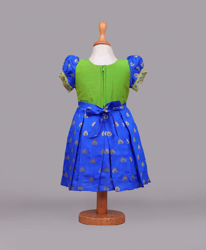 Enfance Half Puffed Sleeves Beads Embellished Paisley Detailed Dress - Navy