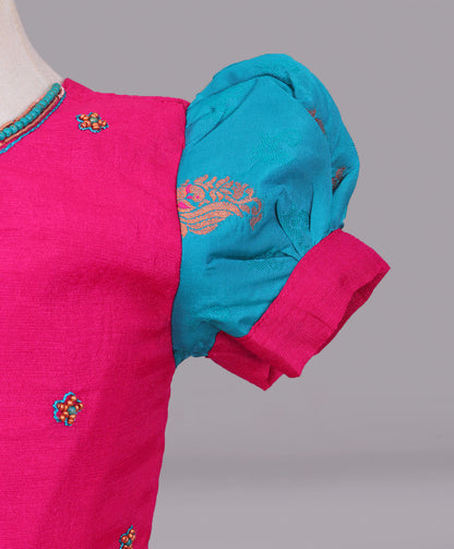Enfance Half Puffed Sleeves Beads Embellished Paisley Detailed Dress - Blue