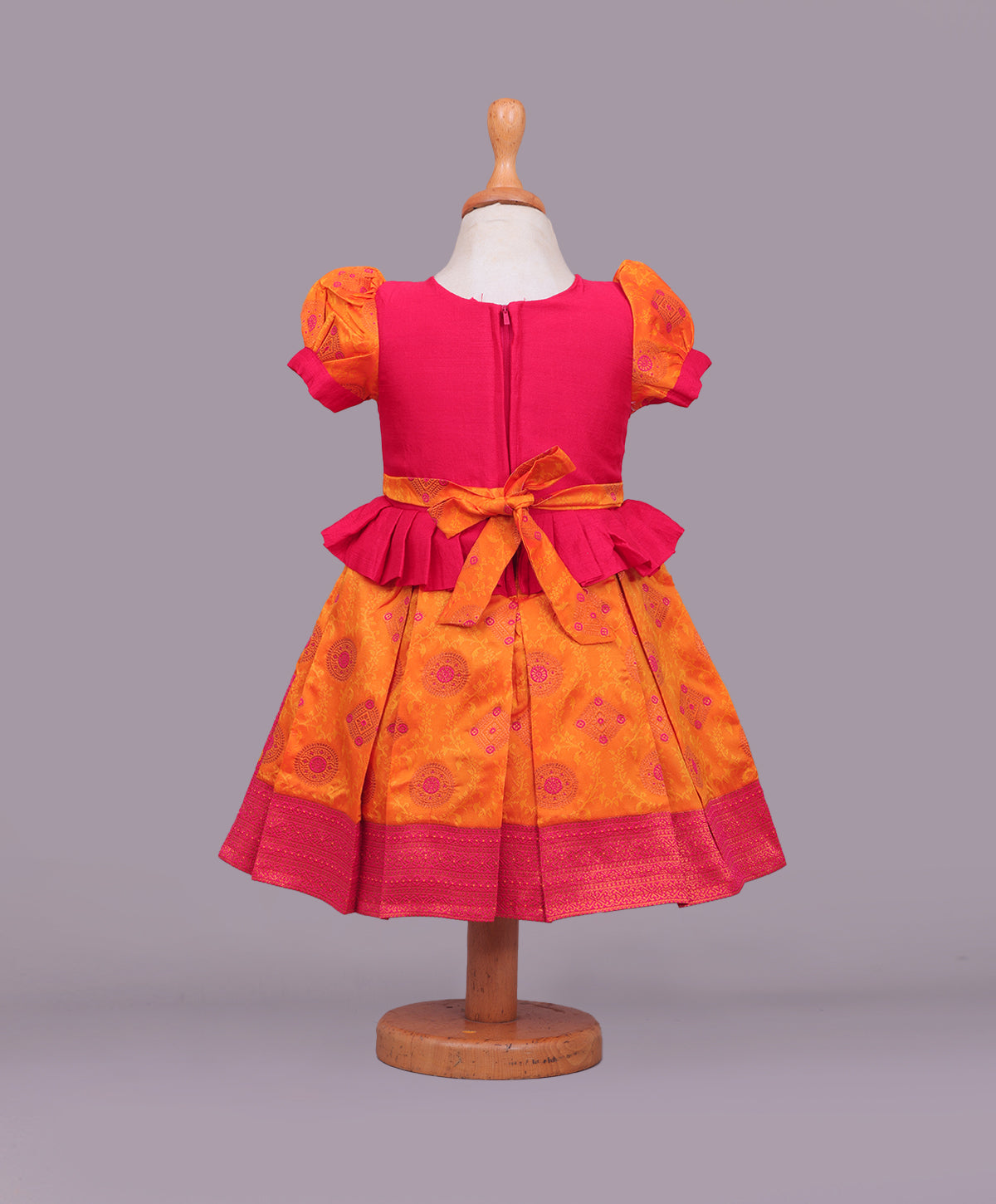 Enfance Puffed Half Sleeves Beads & Sequin Embellished Dress - Yellow