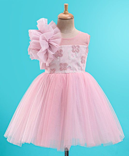 Enfance Sleeveless  Flare Party Dress-Peach