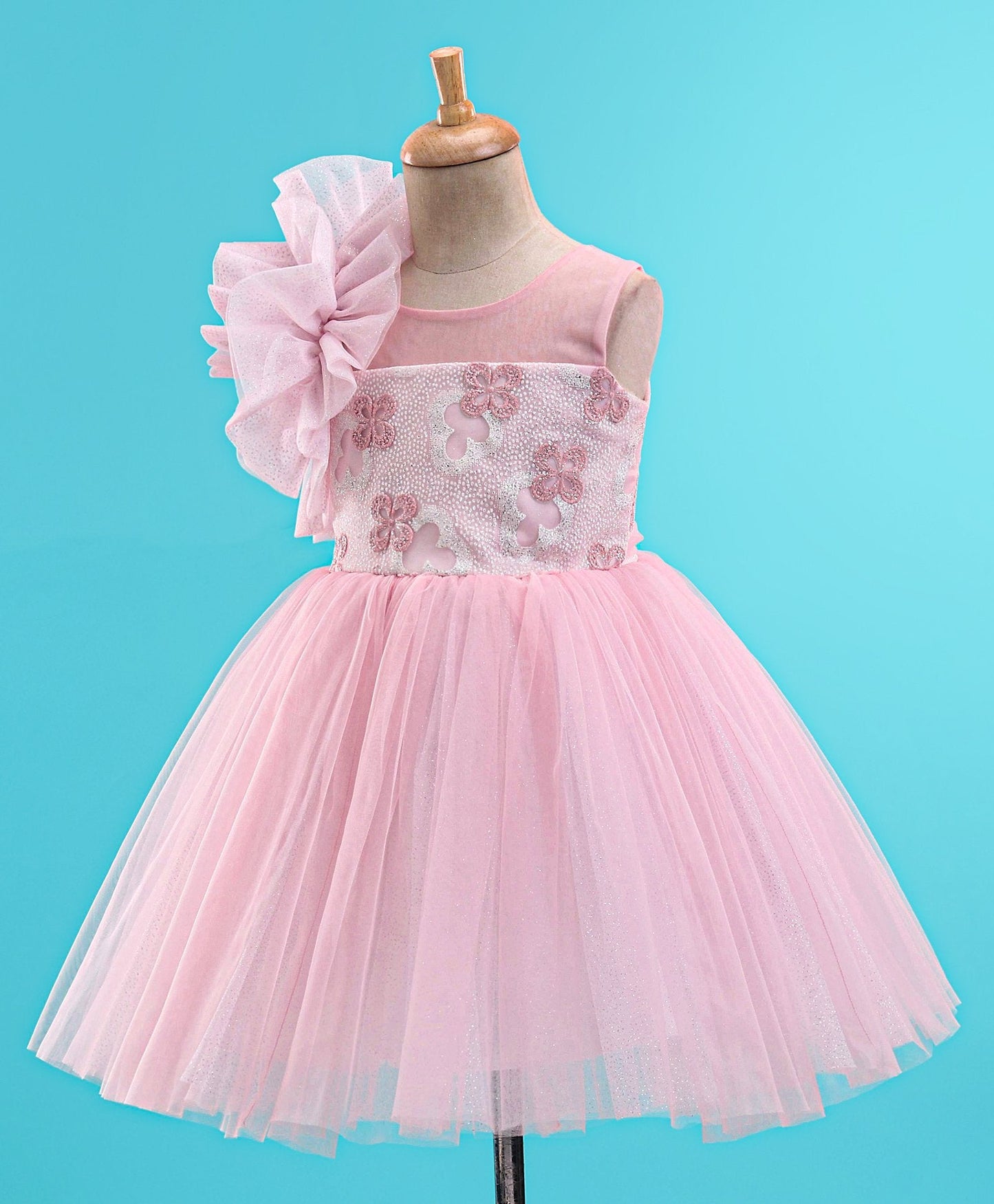 Enfance Sleeveless  Flare Party Dress-Peach