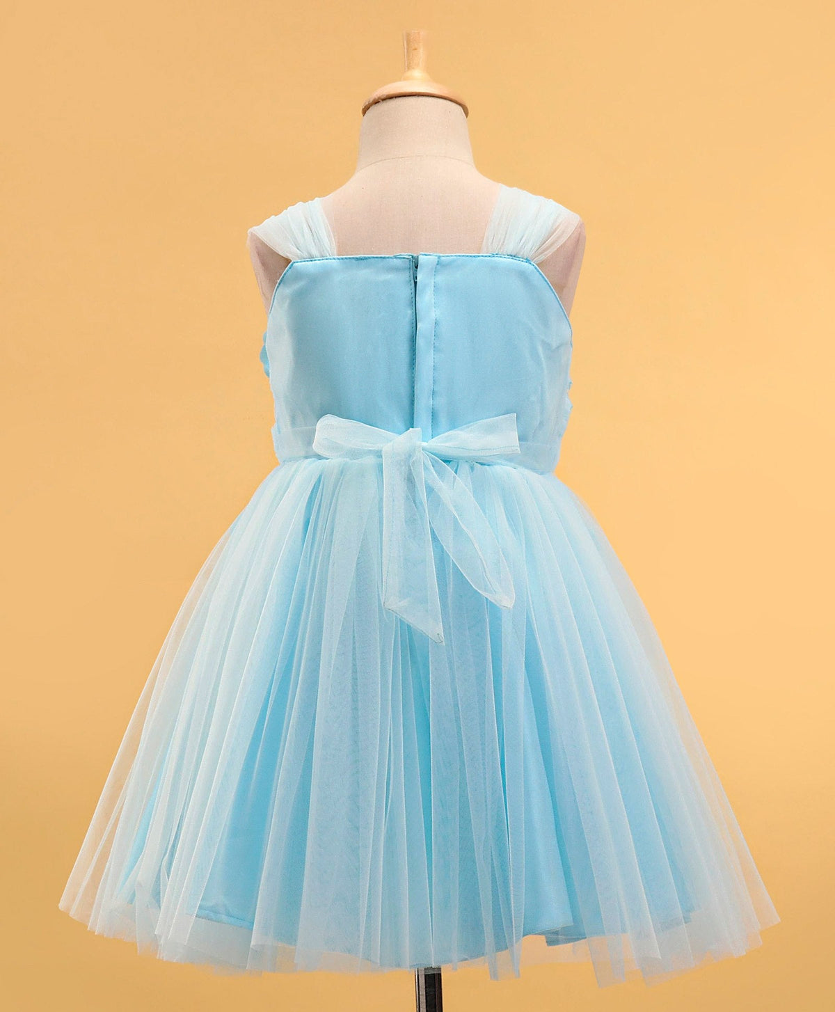 Enfance Sleeveless Flower Applique Solid Dress-Ferozi