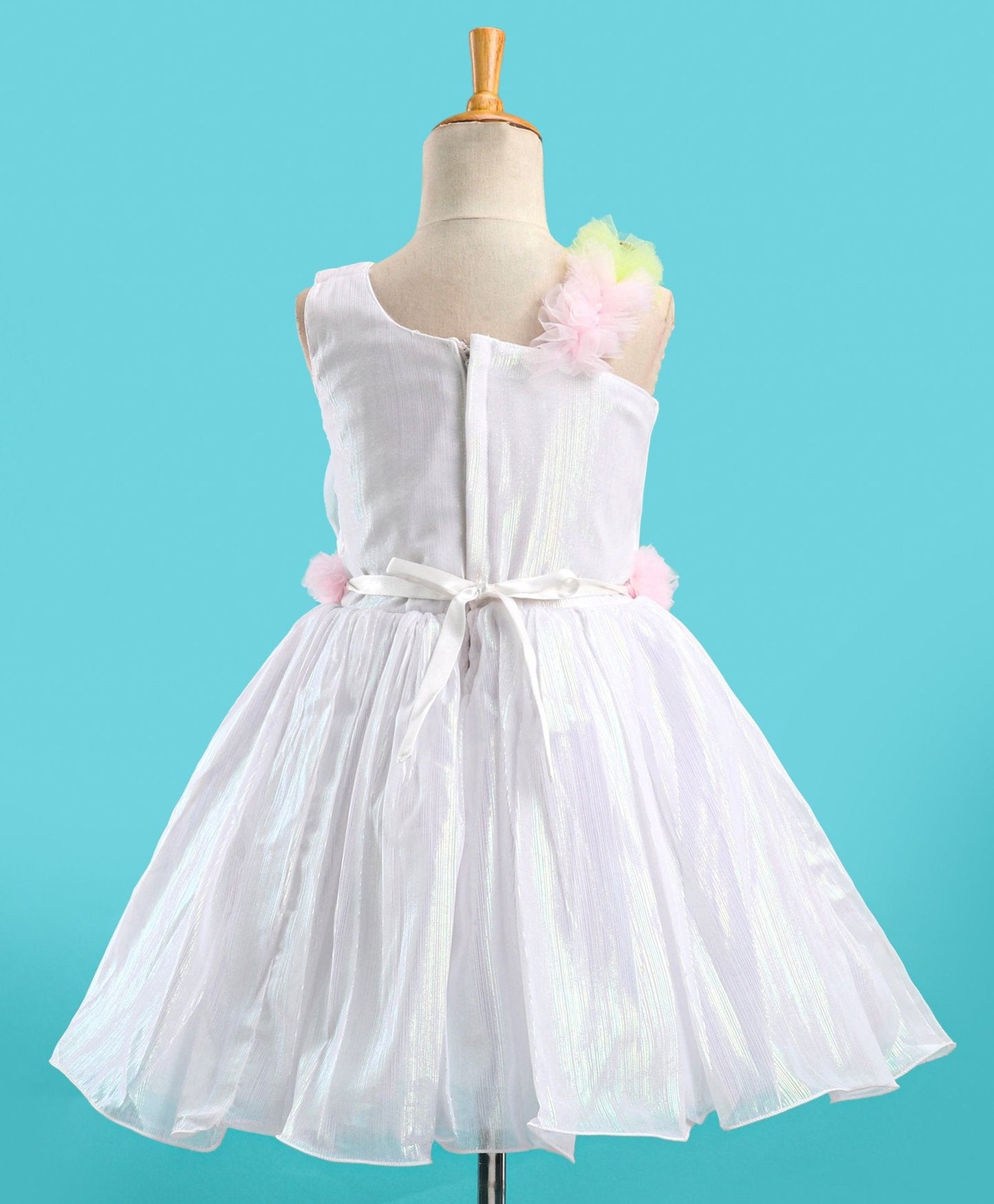 Enfance Sleeveless  Flare Party Dress - White