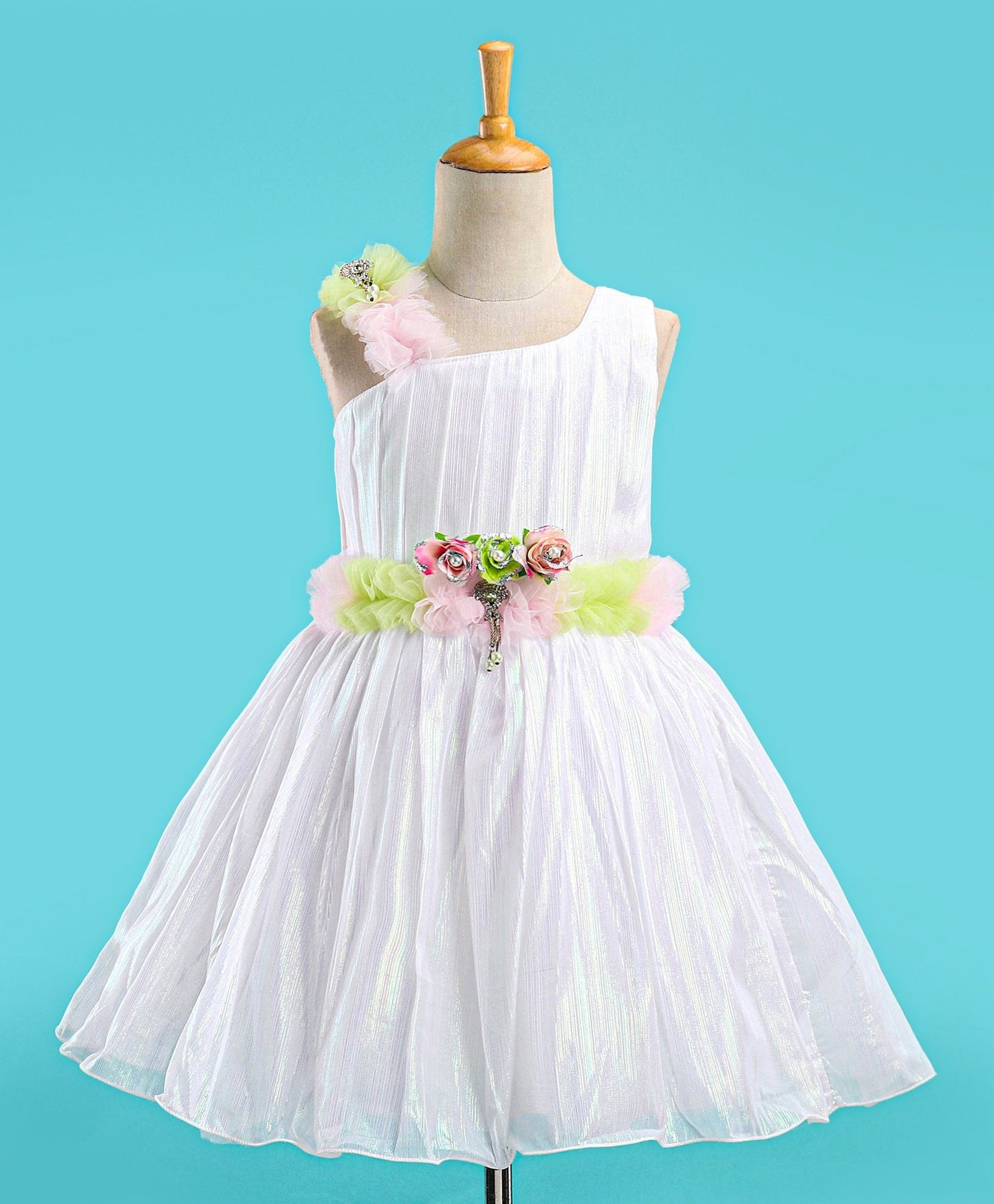 Enfance Sleeveless  Flare Party Dress - White