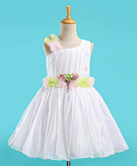 Enfance Sleeveless  Flare Party Dress - White