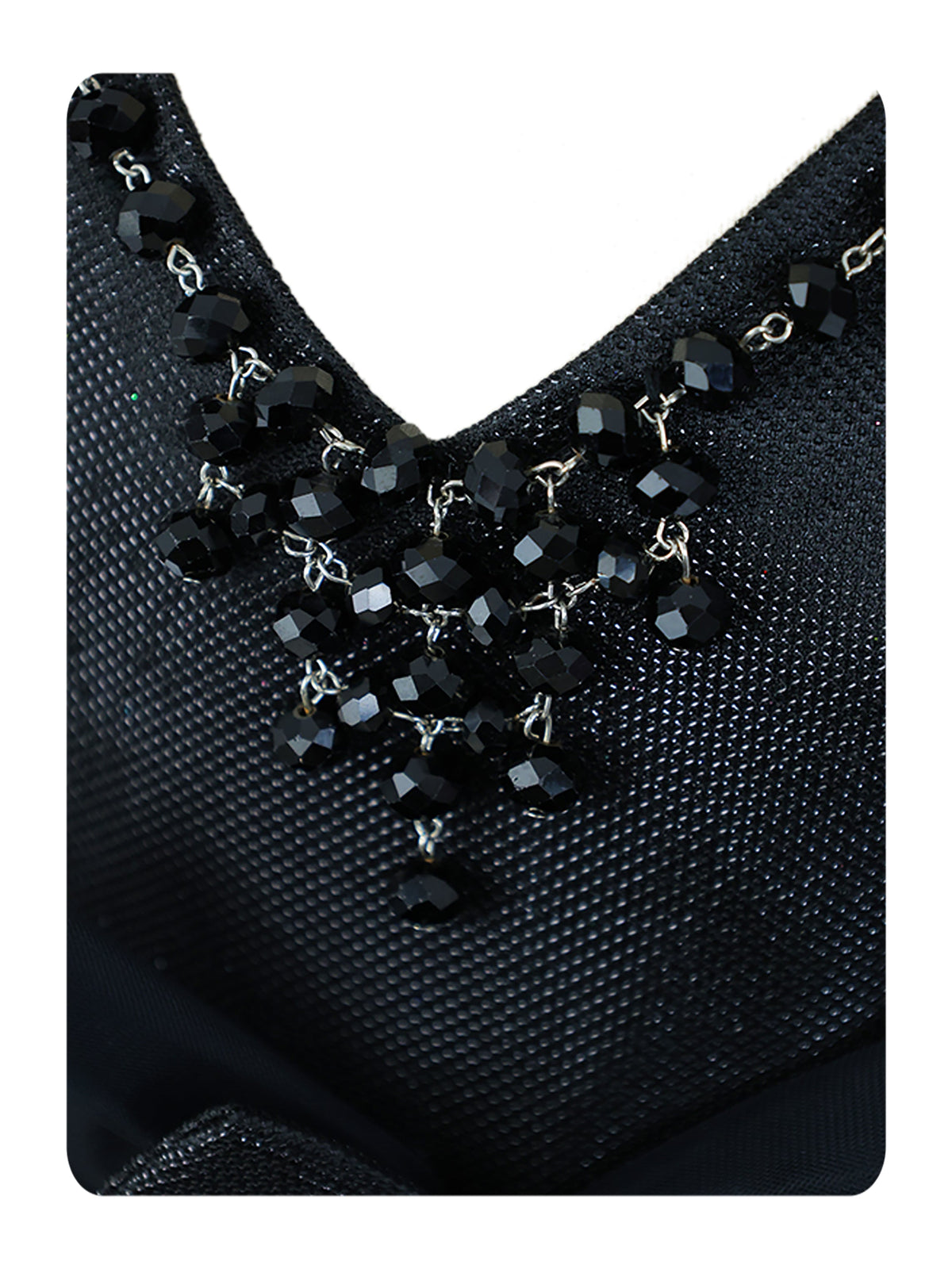 Enfance Short Sleeve Sequins Embellished Layered Party Net Dress - Black