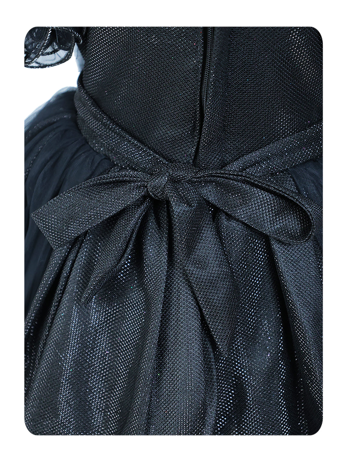 Enfance Short Sleeve Sequins Embellished Layered Party Net Dress - Black