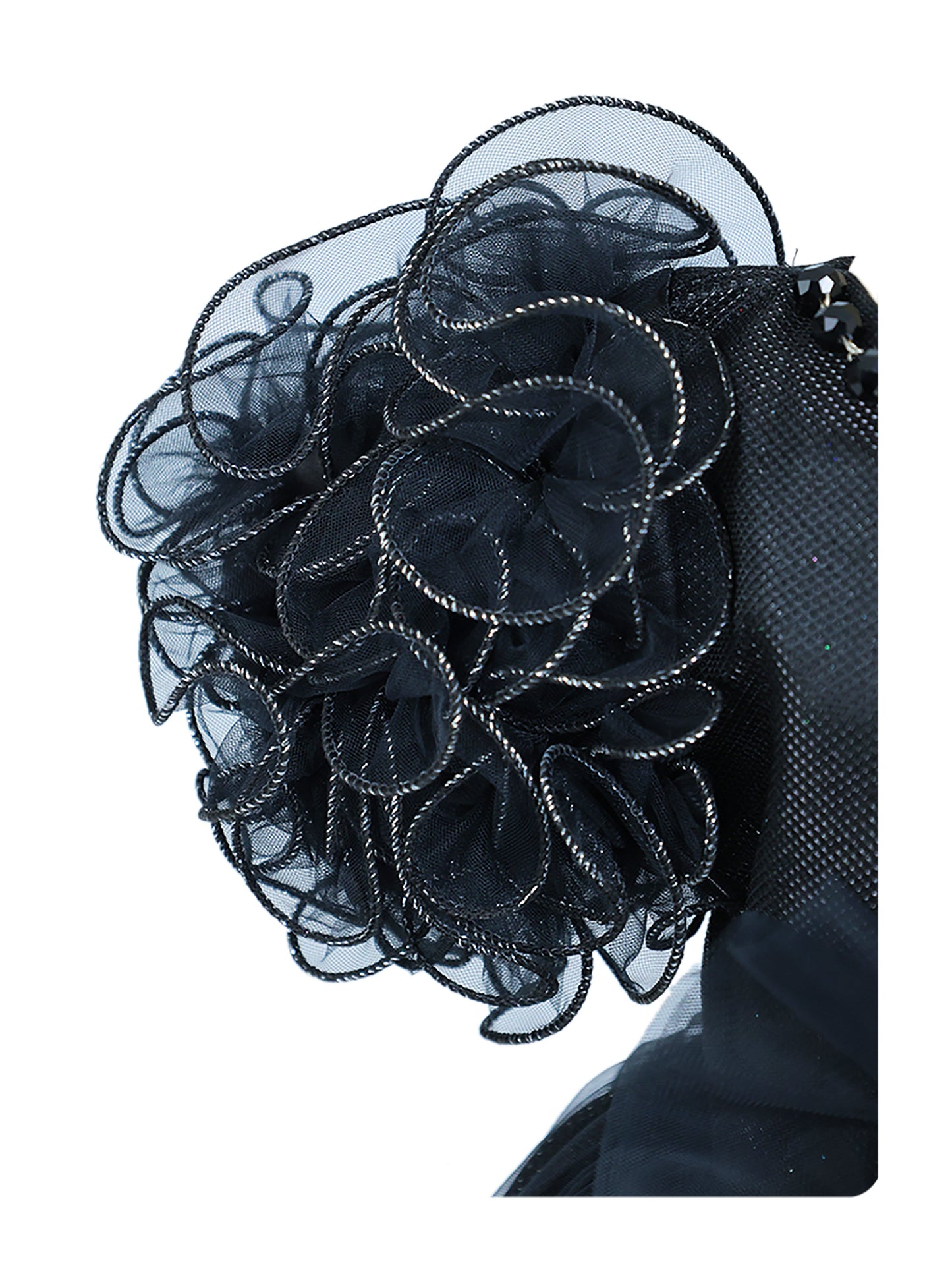 Enfance Short Sleeve Sequins Embellished Layered Party Net Dress - Black