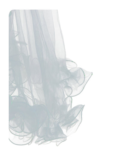 Enfance Short Sleeve Sequins Embellished Layered Party Net Dress - White