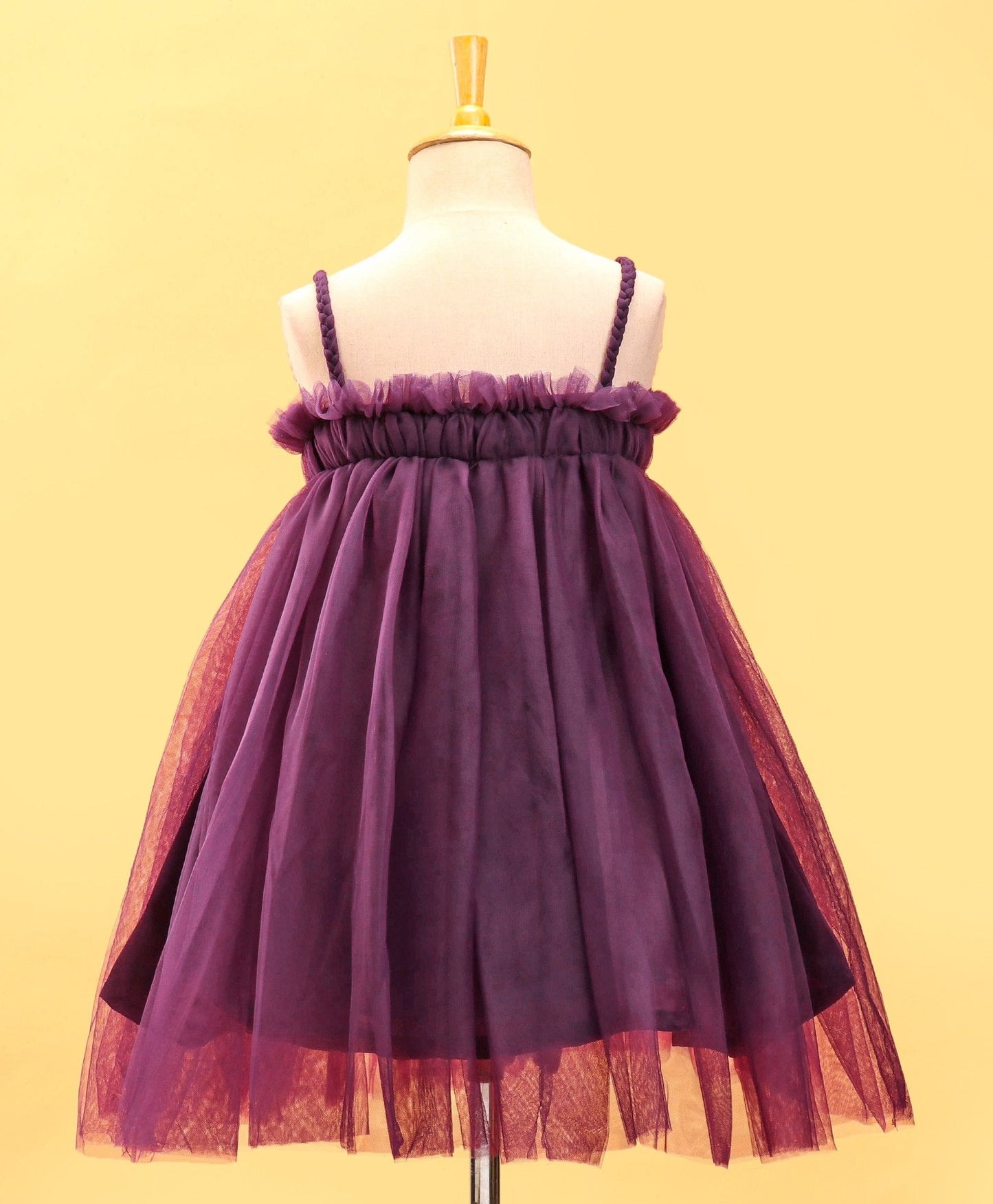 Enfance Sleeveless Solid Dress With Hairband-Wine