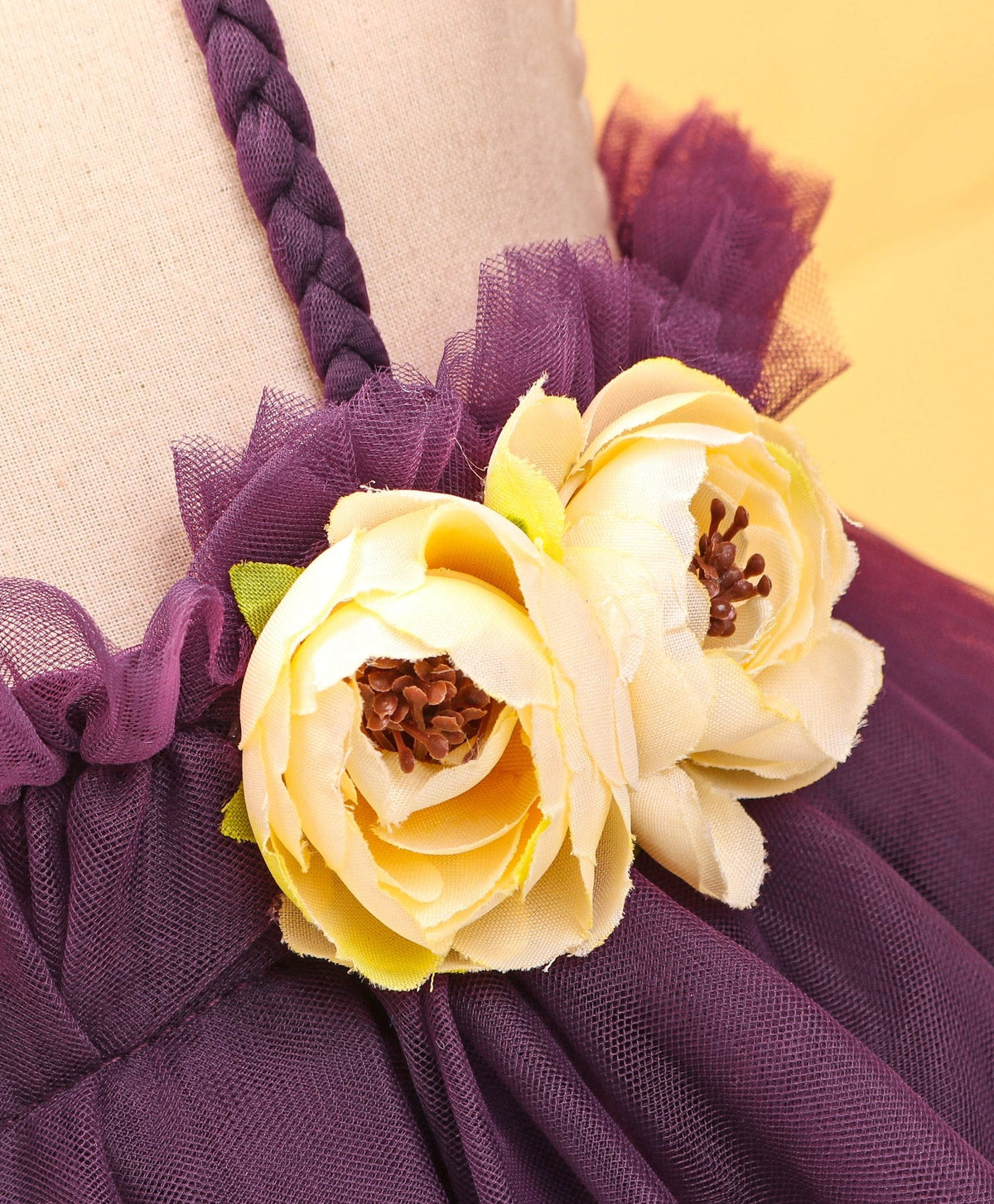 Enfance Sleeveless Solid Dress With Hairband-Wine