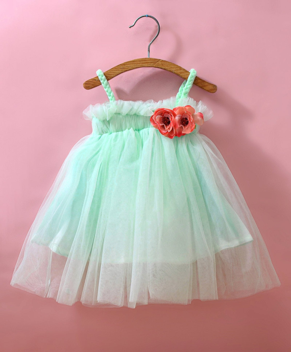 Enfance Sleeveless Solid Dress With Hairband-S.Green