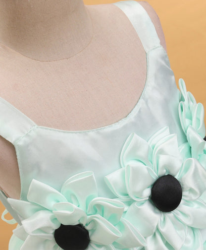 Enfance Sleeveless Flower Applique Solid Dress With Hairband-S.Green
